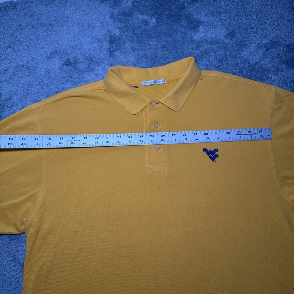 West Virginia University Men's XL Cutter & Buck Short Sleeve Yellow Polo Shirt - Picture 7 of 16